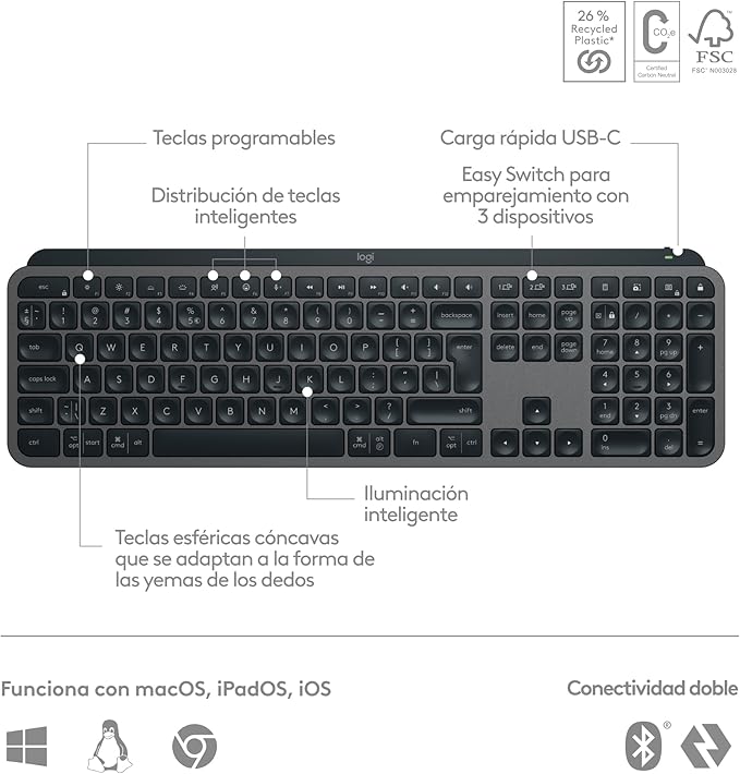 Logitech MX Keys S Teclado inalámbrico